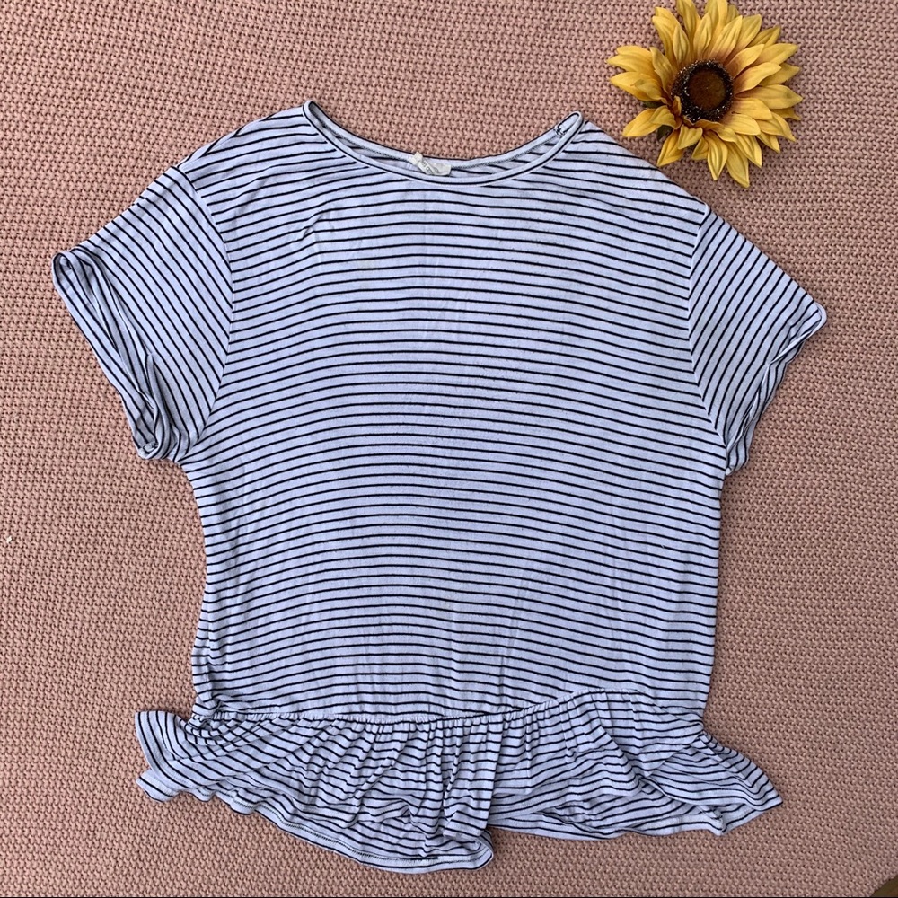 Ruffle Striped Short Sleeve Top - Picture 2 of 3